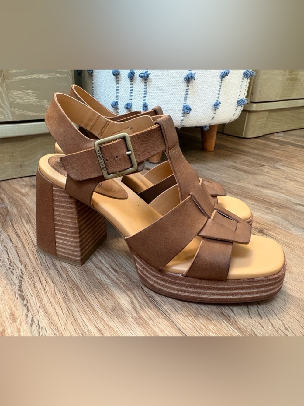 LIKE NEW Kork-Ease Macey Ankle Strap Sandal Leather Size 8 - Picture 5 of 13